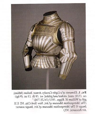 Suit of Steel and Gold Italian Light Cavalry armor circa 1510 CE